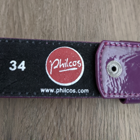Philcos Purple Black Studded Leather Belt 34 - Picture 6 of 6